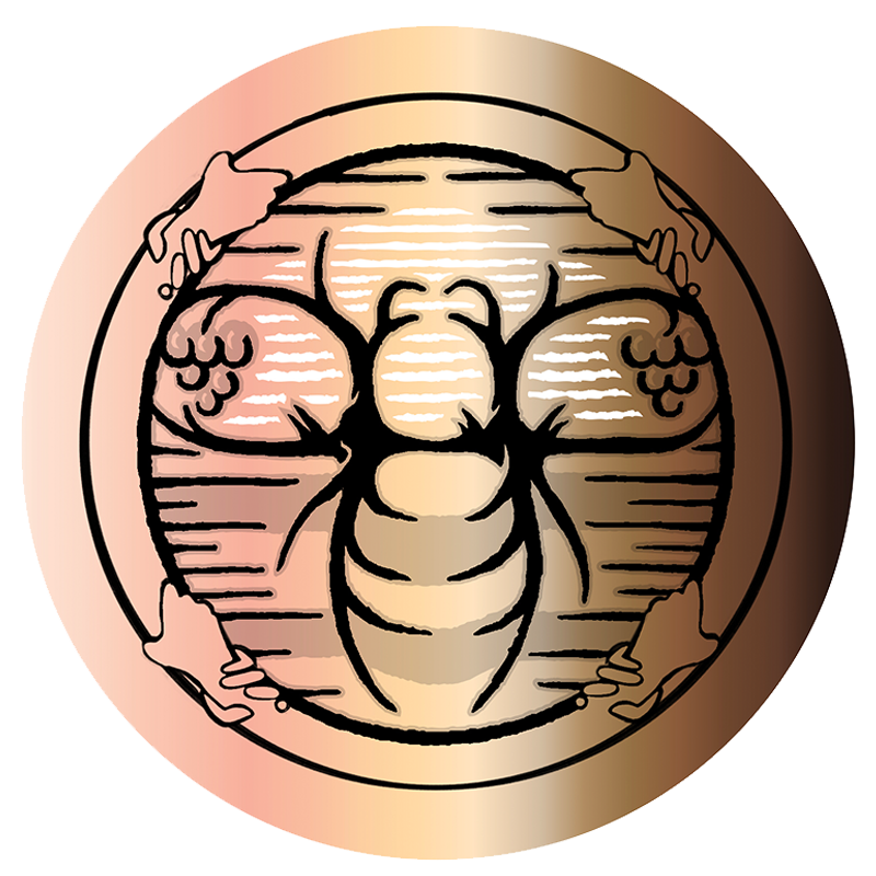 The bee and hands logo that is on the label for the Social Justice Sauvignon Blanc.