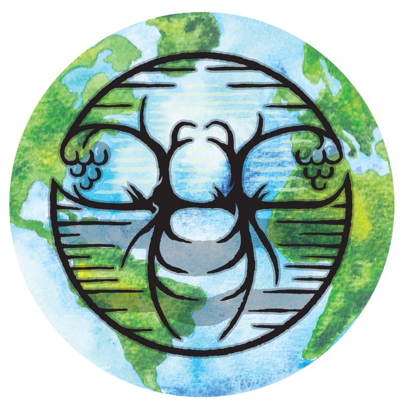 The bee and earth logo that is on the label for the Climate Conscious Cabernet.