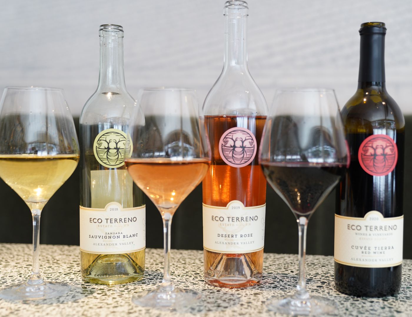 red, white and rose wines made by eco terreno